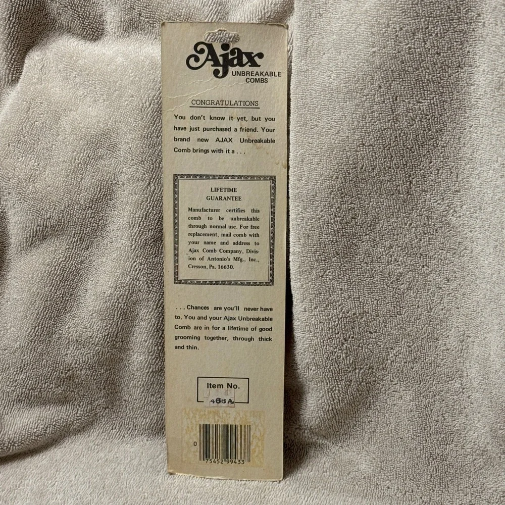 Vintage Unbreakable Ajax Comb Red‎ New Old Stock Lifetime Guarantee 8
